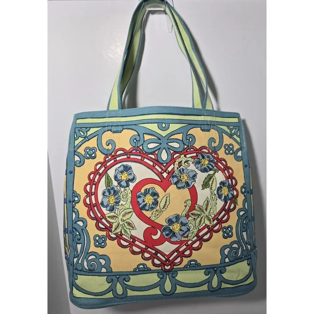 Brighton A Winter’s Love Tote Canvas Hand Sketched T Clancy Large NWOT